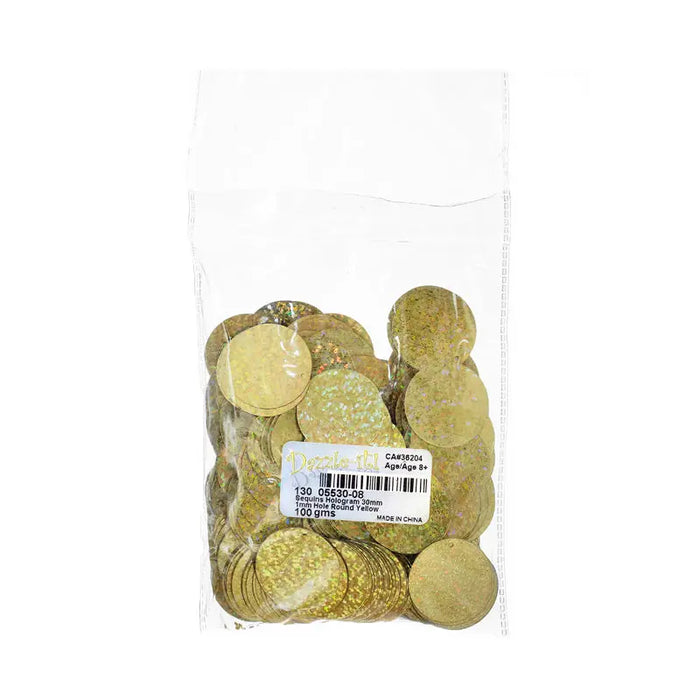 Sequins Hologram 30mm with 1mm Hole Round 