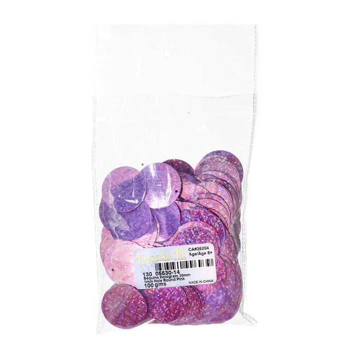 Sequins Hologram 30mm with 1mm Hole Round 