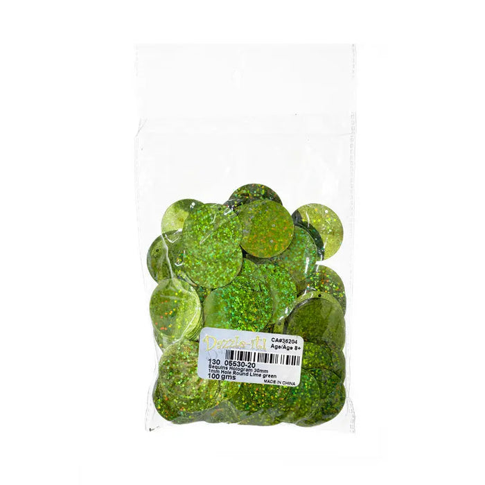 Sequins Hologram 30mm with 1mm Hole Round 