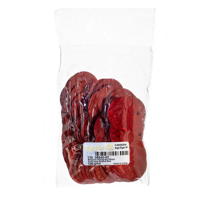 Sequins Hologram 40mm with 4mm Hole Round 