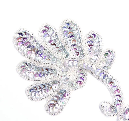 Motif Beaded 19.5x7.5cm Fancy Flower Silver AB