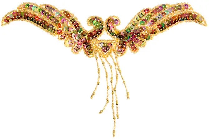 Motif Sequin/Beads 21x11.5cm Wings With Fringe