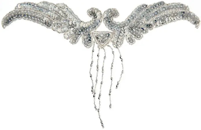 Motif Sequin/Beads 21x11.5cm Wings With Fringe