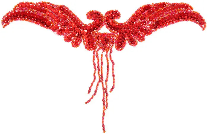 Motif Sequin/Beads 21x11.5cm Wings With Fringe