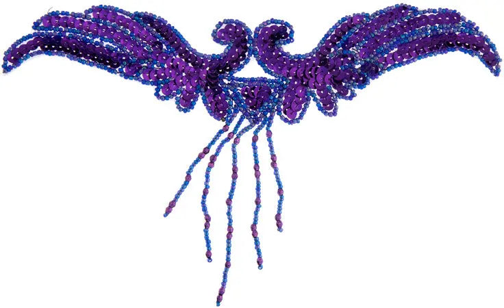 Motif Sequin/Beads 21x11.5cm Wings With Fringe