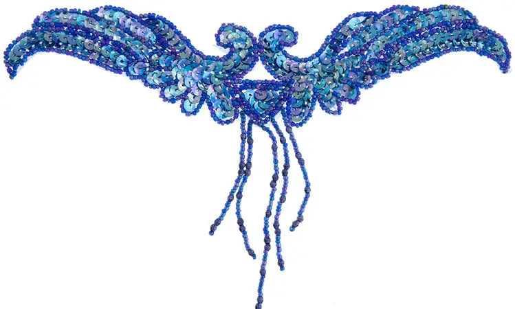 Motif Sequin/Beads 21x11.5cm Wings With Fringe