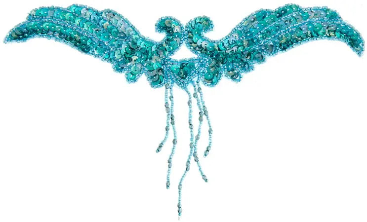 Motif Sequin/Beads 21x11.5cm Wings With Fringe
