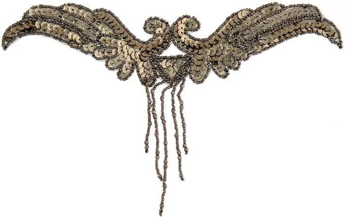 Motif Sequin/Beads 21x11.5cm Wings With Fringe