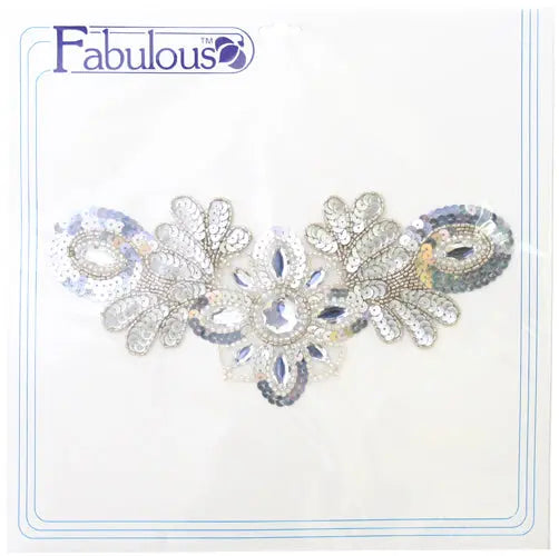 Motif Sequin/Beaded 26x12cm  Combo 1/2 Matte-1/2 AB