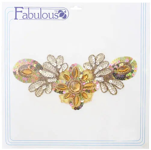 Motif Sequin/Beaded 26x12cm  Combo 1/2 Matte-1/2 AB