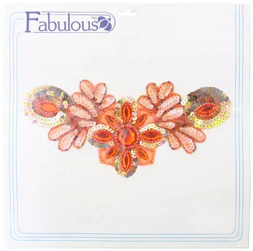 Motif Sequin/Beaded 26x12cm  Combo 1/2 Matte-1/2 AB