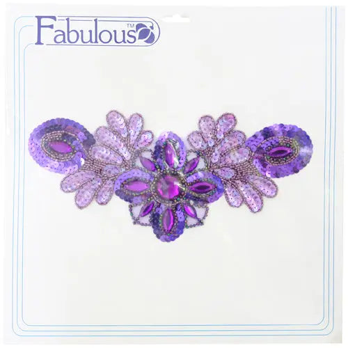 Motif Sequin/Beaded 26x12cm  Combo 1/2 Matte-1/2 AB