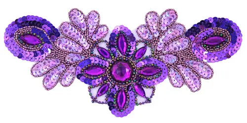 Motif Sequin/Beaded 26x12cm  Combo 1/2 Matte-1/2 AB - Cosplay Supplies Inc