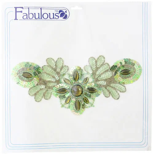 Motif Sequin/Beaded 26x12cm  Combo 1/2 Matte-1/2 AB