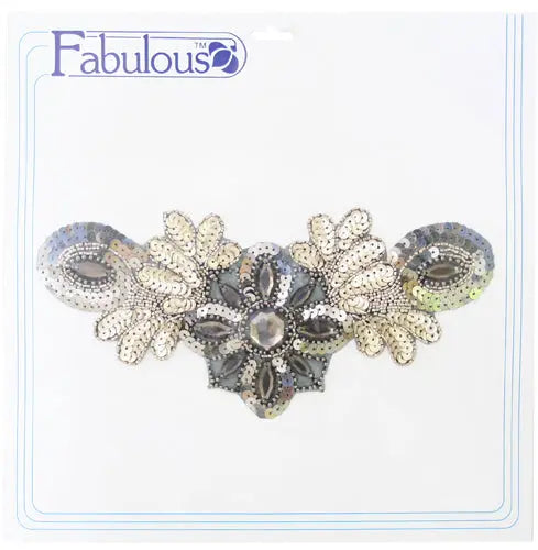 Motif Sequin/Beaded 26x12cm  Combo 1/2 Matte-1/2 AB