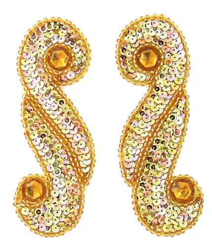 Motif Sequin/Beaded Scroll 5.7x13.5cm (2pcs) 