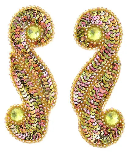 Motif Sequin/Beaded Scroll 5.7x13.5cm (2pcs) 