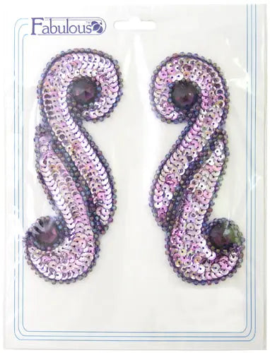 Motif Sequin/Beaded Scroll 5.7x13.5cm (2pcs) 