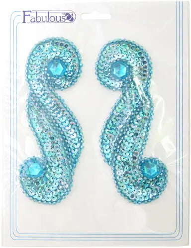Motif Sequin/Beaded Scroll 5.7x13.5cm (2pcs) 