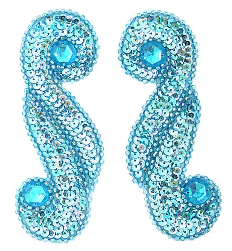 Motif Sequin/Beaded Scroll 5.7x13.5cm (2pcs) 