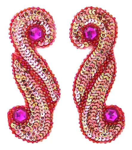 Motif Sequin/Beaded Scroll 5.7x13.5cm (2pcs) 
