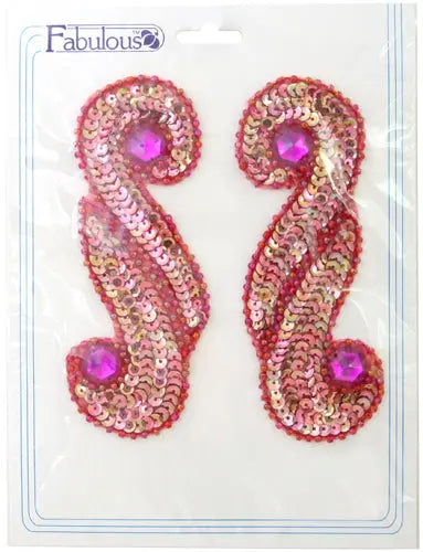 Motif Sequin/Beaded Scroll 5.7x13.5cm (2pcs) 
