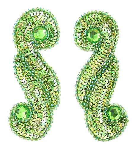 Motif Sequin/Beaded Scroll 5.7x13.5cm (2pcs) 