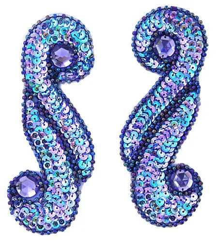 Motif Sequin/Beaded Scroll 5.7x13.5cm (2pcs) 