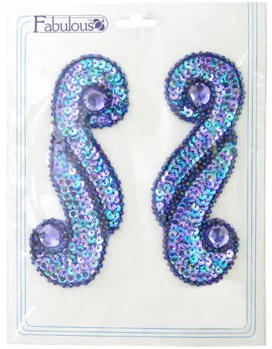 Motif Sequin/Beaded Scroll 5.7x13.5cm (2pcs) 