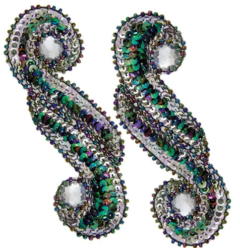 Motif Sequin/Beaded Scroll 5.7x13.5cm (2pcs) 