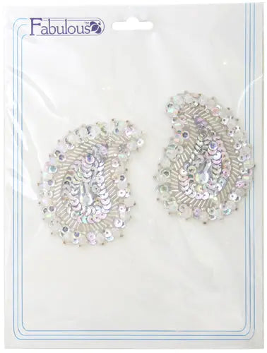 Motif Sequin/Beaded Paisley 4.8x7.5cm (2pcs) 