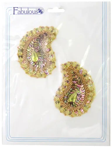 Motif Sequin/Beaded Paisley 4.8x7.5cm (2pcs) 