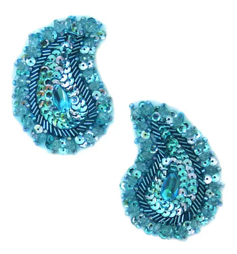 Motif Sequin/Beaded Paisley 4.8x7.5cm (2pcs) 
