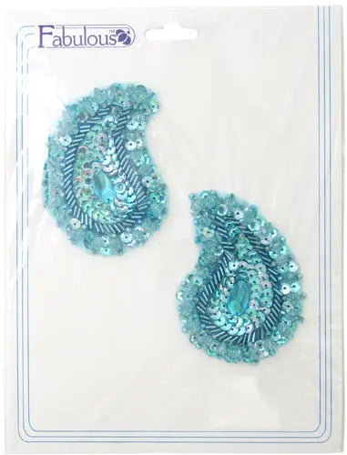 Motif Sequin/Beaded Paisley 4.8x7.5cm (2pcs) 