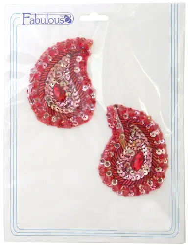 Motif Sequin/Beaded Paisley 4.8x7.5cm (2pcs) 