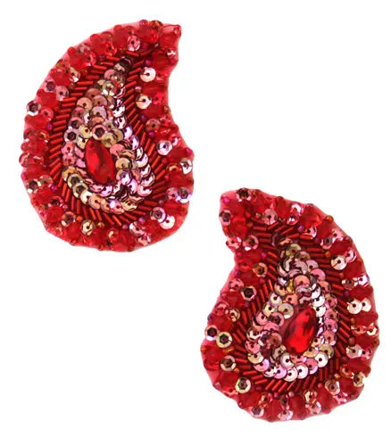 Motif Sequin/Beaded Paisley 4.8x7.5cm (2pcs) 