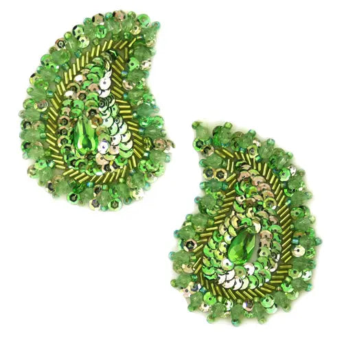 Motif Sequin/Beaded Paisley 4.8x7.5cm (2pcs) 