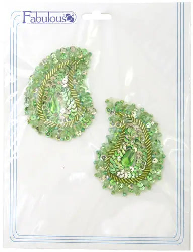 Motif Sequin/Beaded Paisley 4.8x7.5cm (2pcs) 