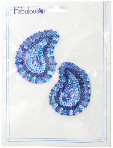 Motif Sequin/Beaded Paisley 4.8x7.5cm (2pcs) 
