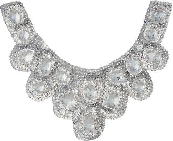 Motif Sequin/Beads 27x11.5cm U Shape W/ Crystal Stones