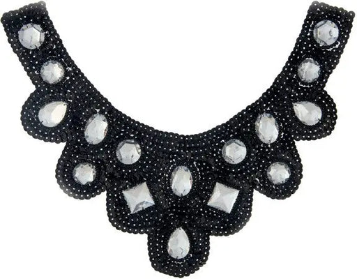 Motif Sequin/Beads 27x11.5cm U Shape W/ Crystal Stones