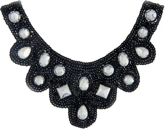 Motif Sequin/Beads 27x11.5cm U Shape W/ Crystal Stones