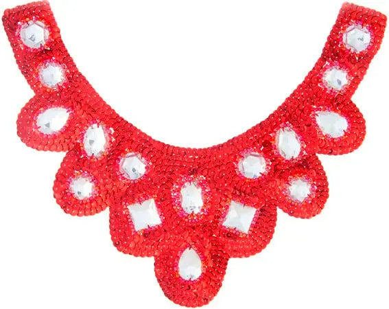 Motif Sequin/Beads 27x11.5cm U Shape W/ Crystal Stones