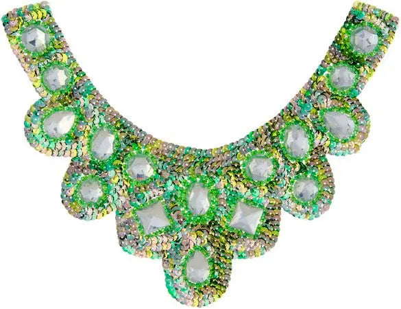 Motif Sequin/Beads 27x11.5cm U Shape W/ Crystal Stones