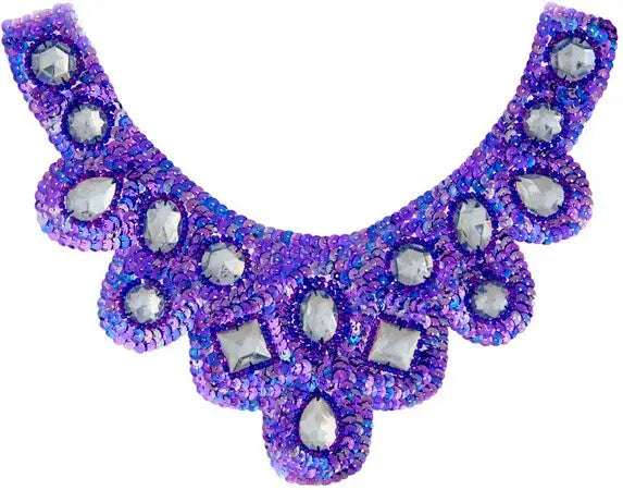 Motif Sequin/Beads 27x11.5cm U Shape W/ Crystal Stones