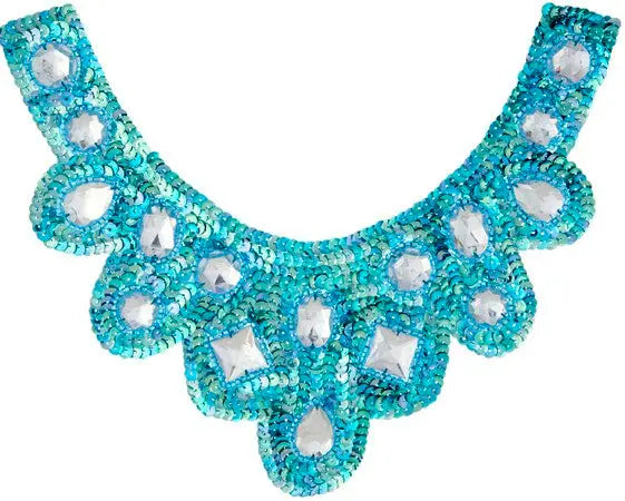 Motif Sequin/Beads 27x11.5cm U Shape W/ Crystal Stones