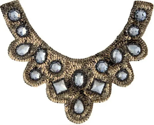 Motif Sequin/Beads 27x11.5cm U Shape W/ Crystal Stones