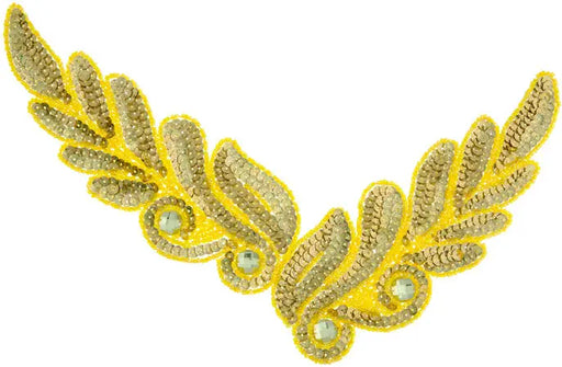 Motif Sequin/Beads 26x8cm Leaves 
