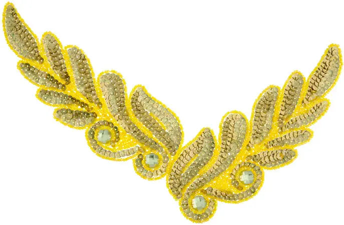 Motif Sequin/Beads 26x8cm Leaves 