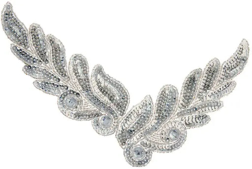 Motif Sequin/Beads 26x8cm Leaves 